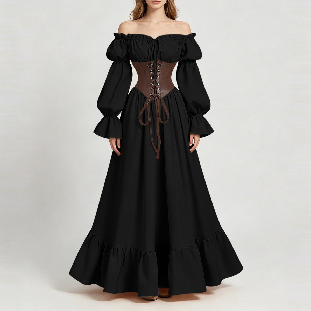 Victorian Dresses for Women Vintage Elegant Medieval Dress Plus Size off Shoulder Corset Dresses Renaissance Halloween Costume