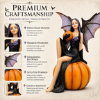 Comfy Hour 5.9 Inch Solid Resin Halloween Fairy Figurine, Orange Pumpkin Gothic Decor
