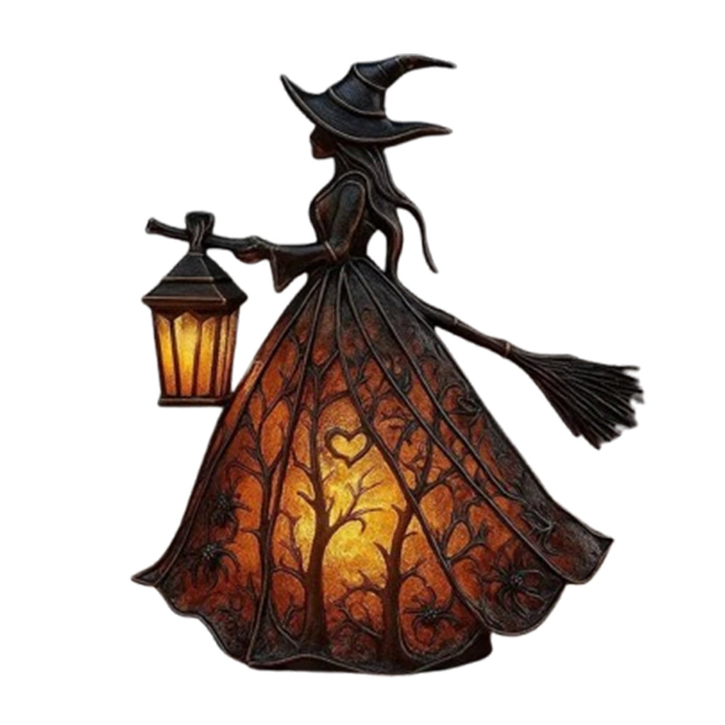 Halloween Witch Lamp,Stained Gothic Witch Hat Led Lamp for Stained Glass Inspired, Spooky Decorative Standing Night Light,Unique Halloween Party Lighting Decorations Door for Indoor