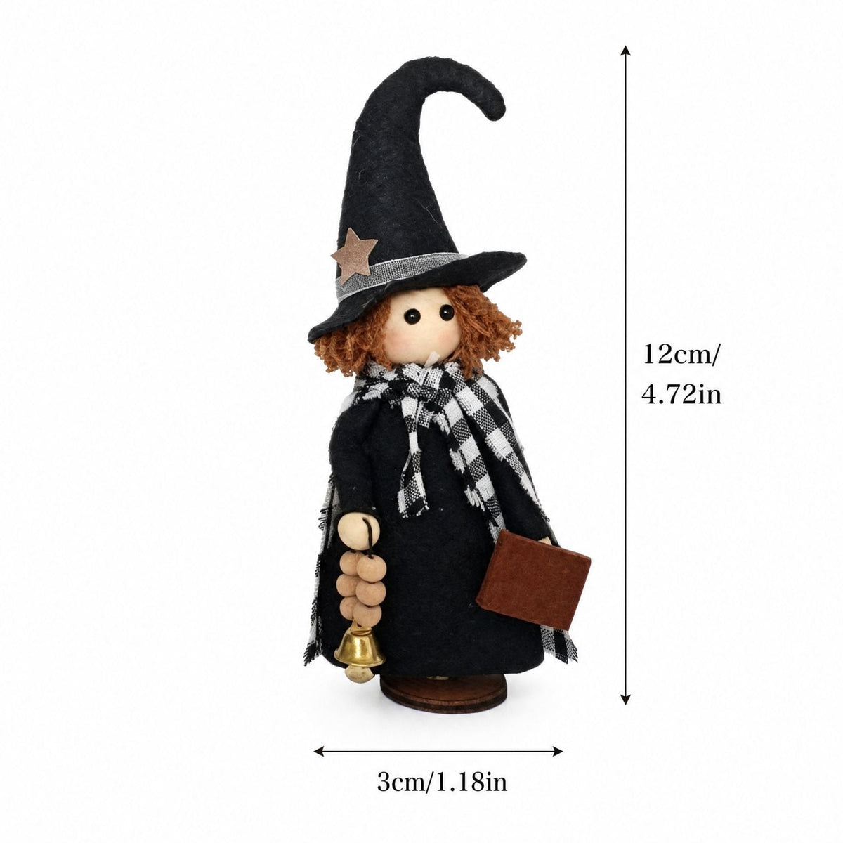 Vintage Primitive Witch Trio – Rustic Farmhouse Halloween Tabletop Decor | Halloween Witch Figurines Set,Primitive Witch with Hats,Farmhouse Witch Figurines / Plaid Dresses Broom for Mantel Decor