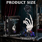 Skeleton Hand with Black Rose Building Set, 2-in-1 Movable Gothic Skull Flower Building Kit, 453Pcs Dark Tabletop Decor, Halloween Gift for Adults