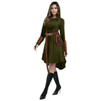 MYATED 5 Pcs Womens Renaissance Costumes Medieval Vintage Hooded Dress, Gothic Costume Fairy Dress Suitable for Halloween Cosplay (Green,M)