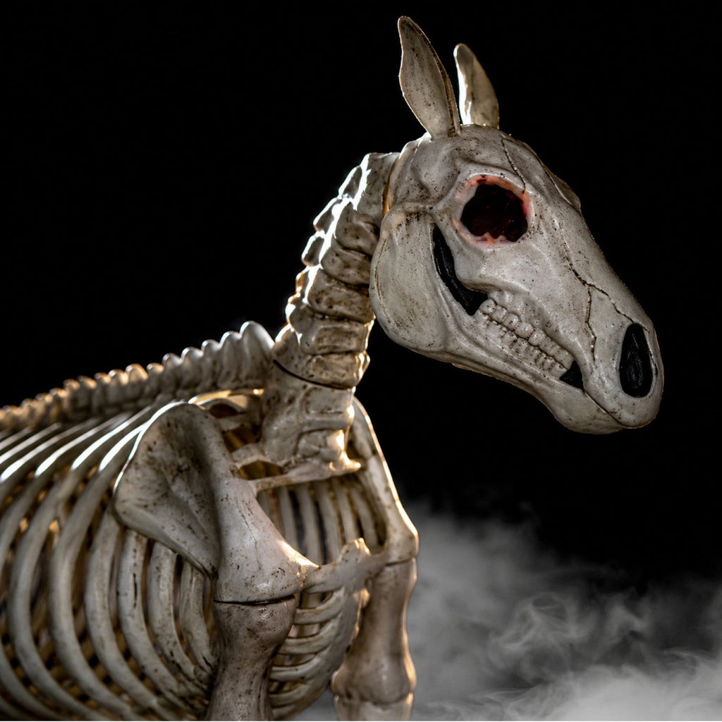 Halloween Skeleton Horse Frame Decorations Outdoor Life-Like Spooky Skull Decor Resin Figurine For Yard Garden Unique Desktop Ornament for Indoor Gothic Home Party Supplies Holiday Gift