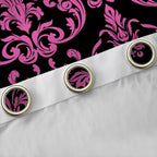 jejeloiu Vintage Baroque Flower Black Out Curtains,Gothic Damask Curtains Pack of 2 (42x63 Each),Pink Black Bedroom Curtains For Adults,Microfiber Bedroom Decor