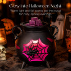 Sziqiqi Gothic Cauldron Wax Warmer: Halloween Electric Wax Melter with 2 Bulbs Spider Web Design Removable Dish for Scented Wax Spooky Home Decor Gift