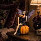 Comfy Hour 5.9 Inch Solid Resin Halloween Fairy Figurine, Orange Pumpkin Gothic Decor