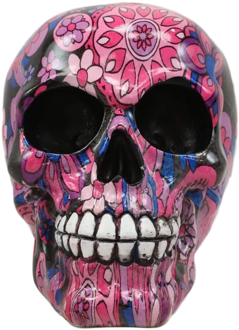 Ebros Day Of The Dead Fuschia Pink Metronome Floral Tattoo Sugar Skull Statue