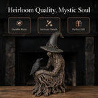 Witch Statue, Gothic Witch and Raven Figurine, Mystical Resin Tabletop Decor for Home, Shelf, Mantel, Office & Halloween Decoration