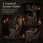 Witch Statue, Gothic Witch and Raven Figurine, Mystical Resin Tabletop Decor for Home, Shelf, Mantel, Office & Halloween Decoration