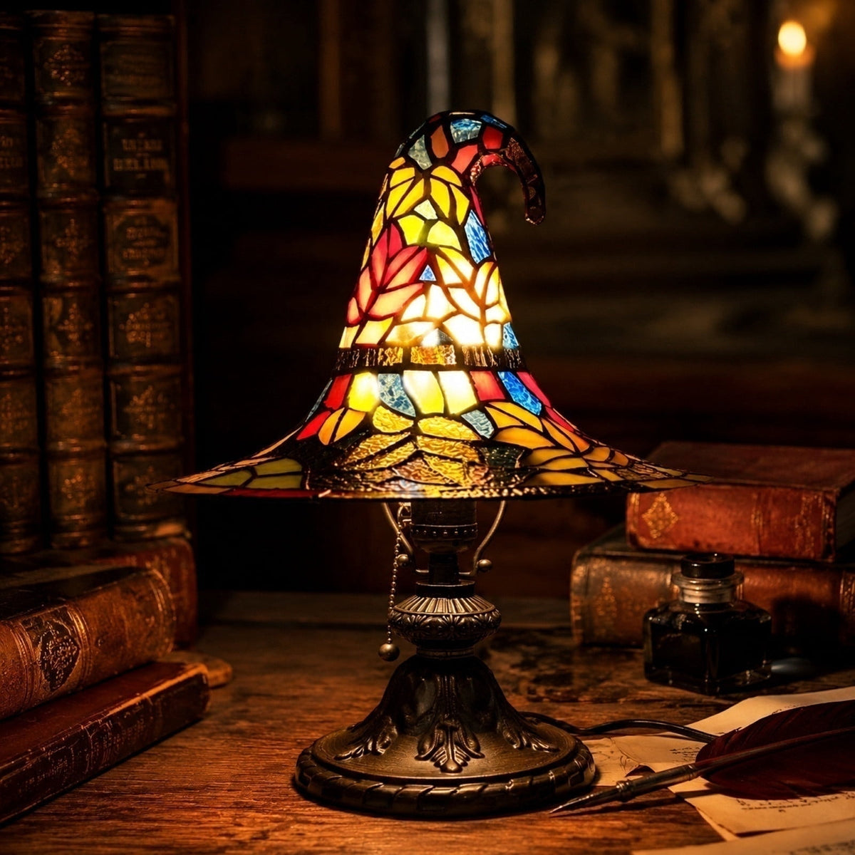 Light Up Halloween Decor Witch Hat Lamp, LED Halloween Night Light, Halloween Decorations Indoor, Witchy Decor for Shelf Mantel Table
