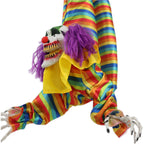 Haunted Hill Farm 47 in Animatronic Hanging Upside Down Clown with Lights and Sound, Halloween Decoration, HHCLOWN-39HLSA