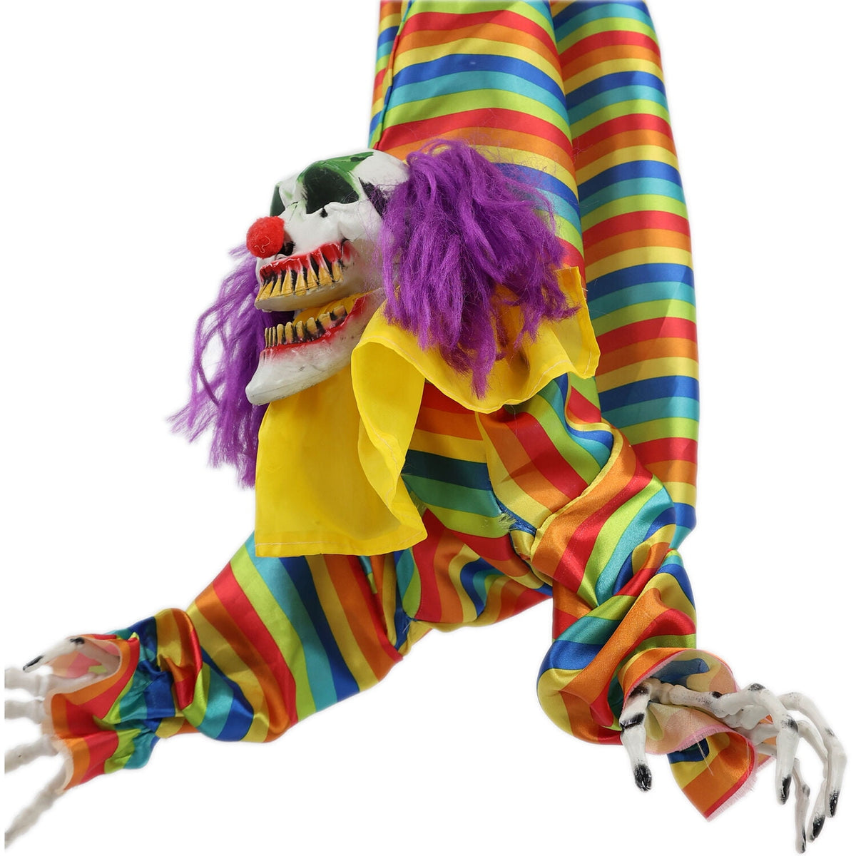 Haunted Hill Farm 47 in Animatronic Hanging Upside Down Clown with Lights and Sound, Halloween Decoration, HHCLOWN-39HLSA