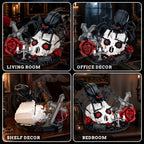Gothic Skull Black Spider Building Block Sets with Rose, 858Pcs Dark Horror Art Decor Collectible, Halloween Gift for Teens Adults 14+