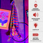 Haunted Hill Farm 47 in Animatronic Hanging Upside Down Clown with Lights and Sound, Halloween Decoration, HHCLOWN-39HLSA