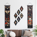 Gothic Wall Decor Set, 2-Pack Butterfly Floral Tapestry for Bedroom with 6 Wood Diamond Wall Hangings, Dark Cottagecore Room Art