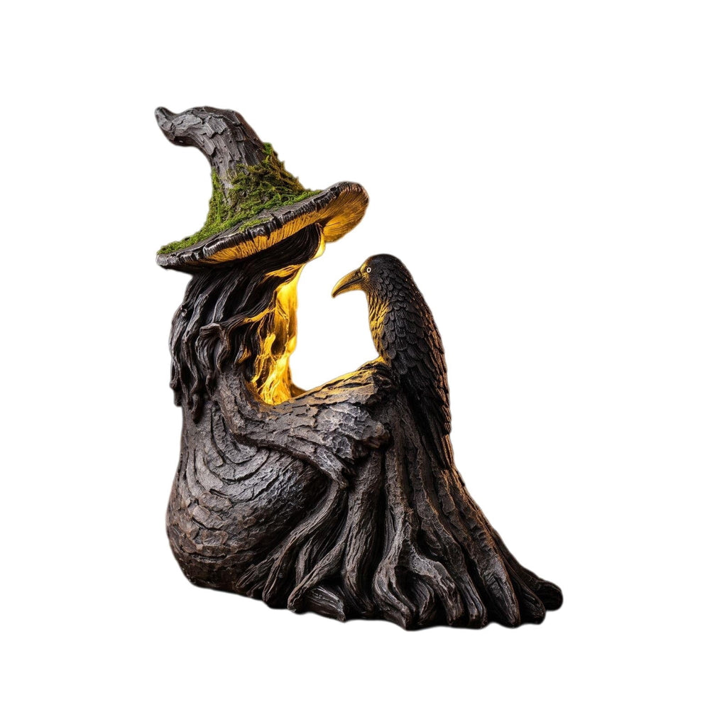 Horror Spacez Halloween Gothic Witch Decor Mossy Tree Resin Tabletop Decor For Mantel Shelf Covered