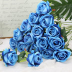 Horror Spacez 24Pcs Black Velvet Artificial Roses, Realistic Fake Roses Bouquet, Gothic Dark Silk