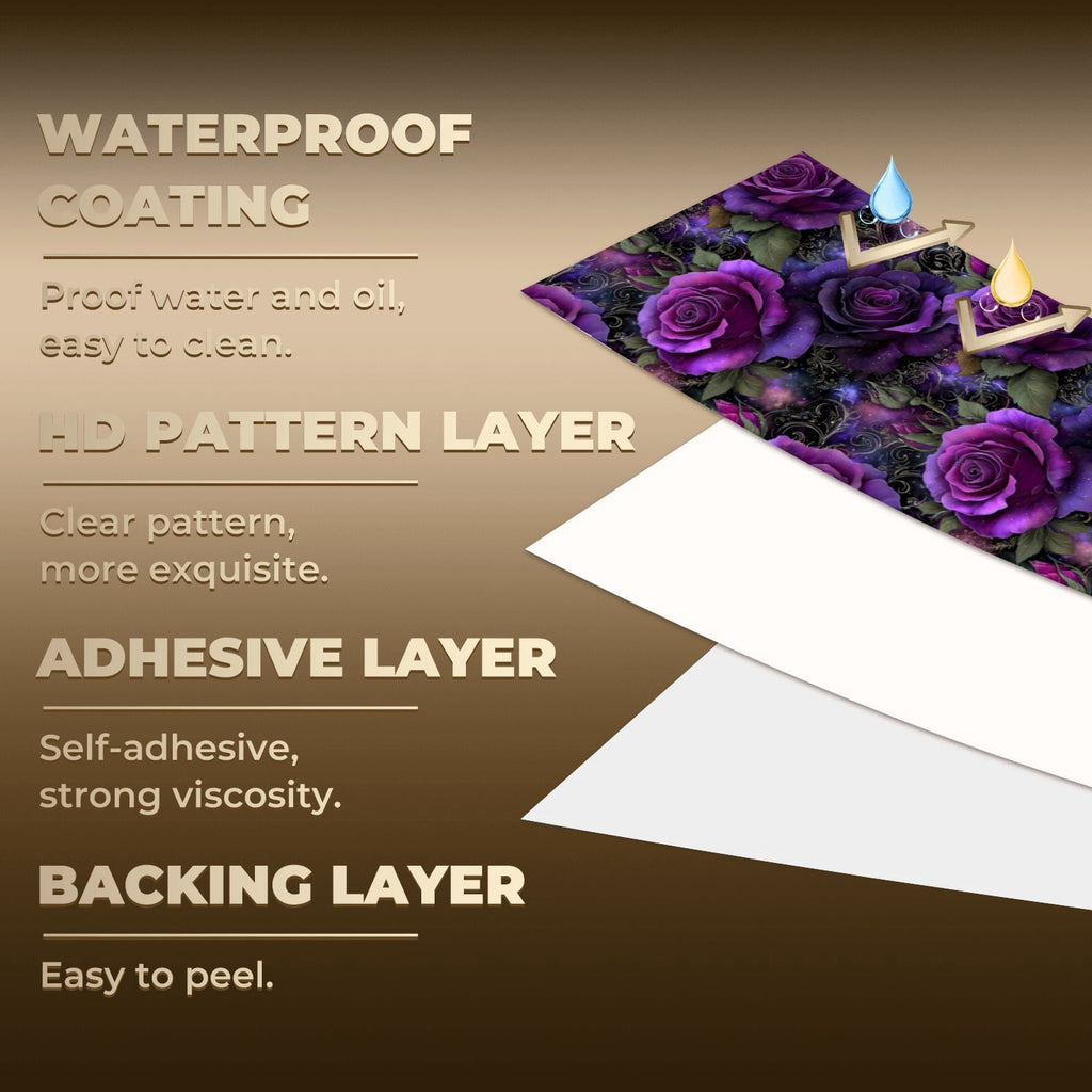 Peel and Stick Wallpaper Vintage Gothic Dark Purple Roses Damask 23.6in x 9.8ft Self Adhesive Contact Paper Removable