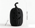 XHKUYI Halloween Hand-Woven Pumpkin Decorations 11.8 inches, Black Seagrass Jack-O-Lantern 11.8 inches, Pumpkin Candle Holder for Halloween Event Party Table Decoration