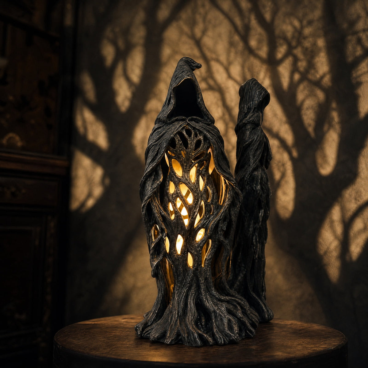 Halloween Gothic Witch Decor Mossy Tree Resin Tabletop Decor For Mantel Shelf Covered Porch Home Decorations Gift