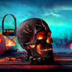 Chanana Skull Flame Table Lamp,Lava Stone Skull Lamp, Spooky LED Desk Light, Halloween & Gothic Decor, Unique Room Accent, Ignite a Mysterious Atmosphere, Halloween Home Decor