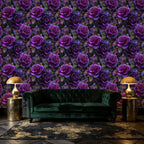 Peel and Stick Wallpaper Vintage Gothic Dark Purple Roses Damask 23.6in x 9.8ft Self Adhesive Contact Paper Removable