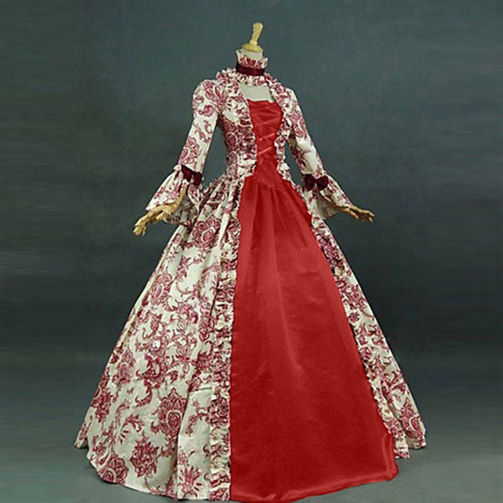Womens Victorian Dresses Plus Size Maxi Renaissance Dresses Lace up Flare Sleeve Vintage Cocktail Dress Medieval Halloween Costumes Evening Party Gowns