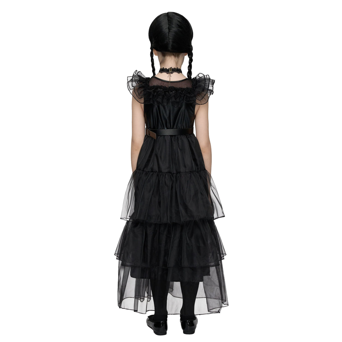 Joyfy Halloween Costume Set for Girls, Dark Vintage Prom Dress for Kids, Black Gothic Dress Costume for Halloween Cosplay Parties 5-12 Years