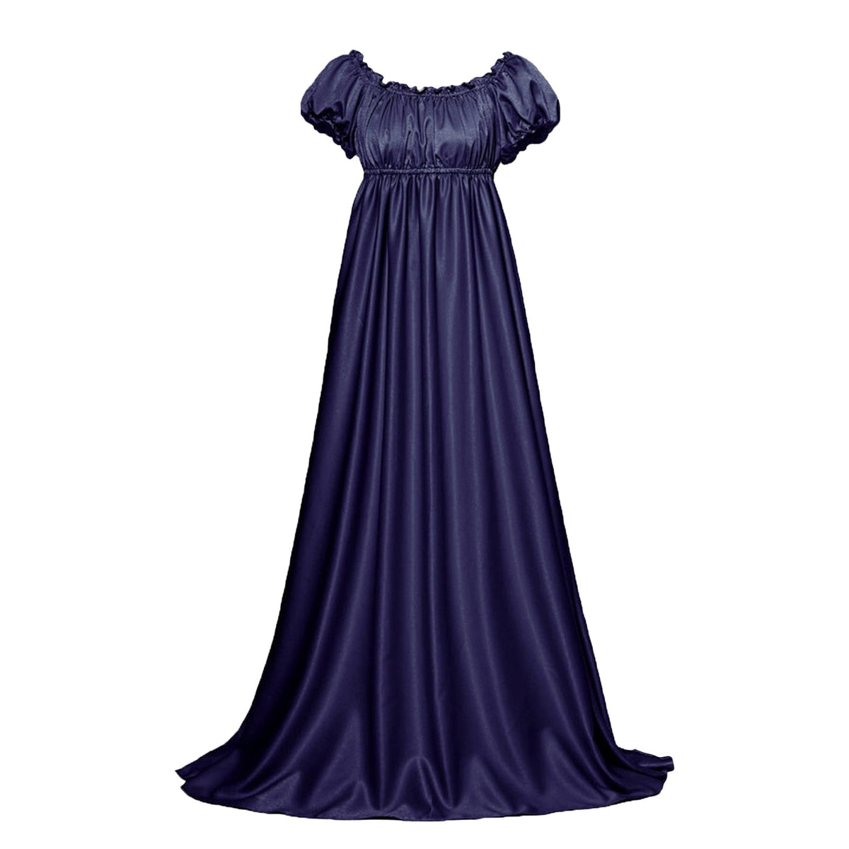 QATAINLAV Womens Satin Regency Dress Ruffle Puff Sleeve Empire Waist Party Victorian Gown Vintage Court Costume Dresses, Dark Blue, XXXL