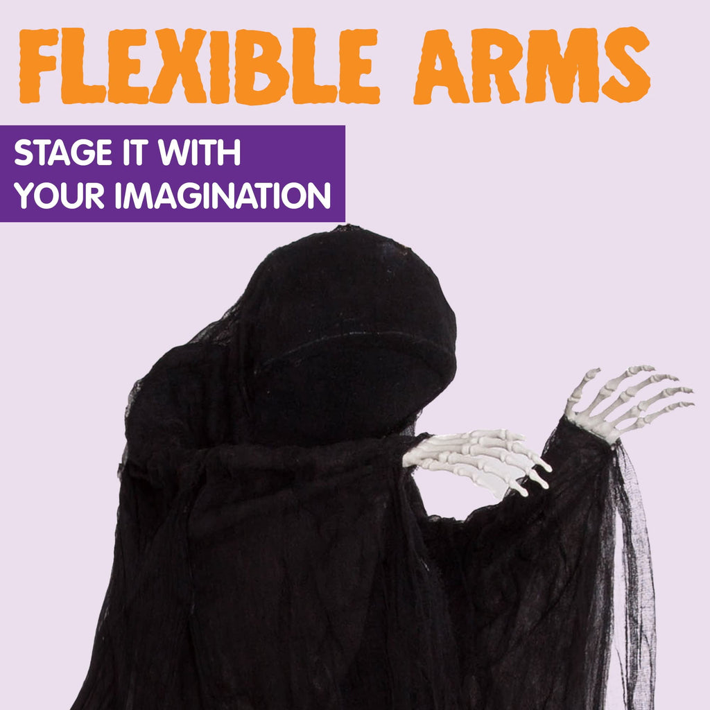 Joyfy 5ft Hanging Ghost Halloween Decorations,Scary Grim Reaper with Adjustable Arms for Indoor Outdoor Yard Home Deco