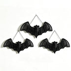 Clearance Halloween Hanging Bats Decoration Handcrafted Woven Rattan Black Bat Wall Hanging, Gothic Farmhouse Wall Art Decor for Door Mantel & Party -3 Pcs