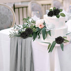 Mocoosy 50Pcs Black Roses Artificial Flowers, Fake Roses for Decorations Real Touch Foam Rose Bulk with Stem Gothic Wedding Bouquet DIY Floral Arrangements Bridal Shower Valentine's Party Table Decor