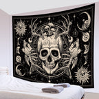 Gothic Skull Tapestries Goth Skeleton Horror Star Mystic Aesthetic Tapestry Wall Hanging for Bedroom Living Room Decor,79Wx60H