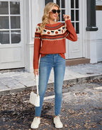 Cogild Sweaters for Women Halloween Sweater Fair Isle Knit Black Cat Pumpkin Crew Neck Pullover Fall Top