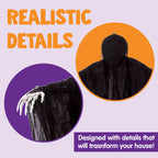 Joyfy 5ft Hanging Ghost Halloween Decorations,Scary Grim Reaper with Adjustable Arms for Indoor Outdoor Yard Home Deco