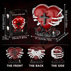 Sacred Heart Building Blocks Set - Gothic Red Heart Model, Dark Art Romantic Gift for Adults, Spooky Home Decor with Rose Base, 566Pcs