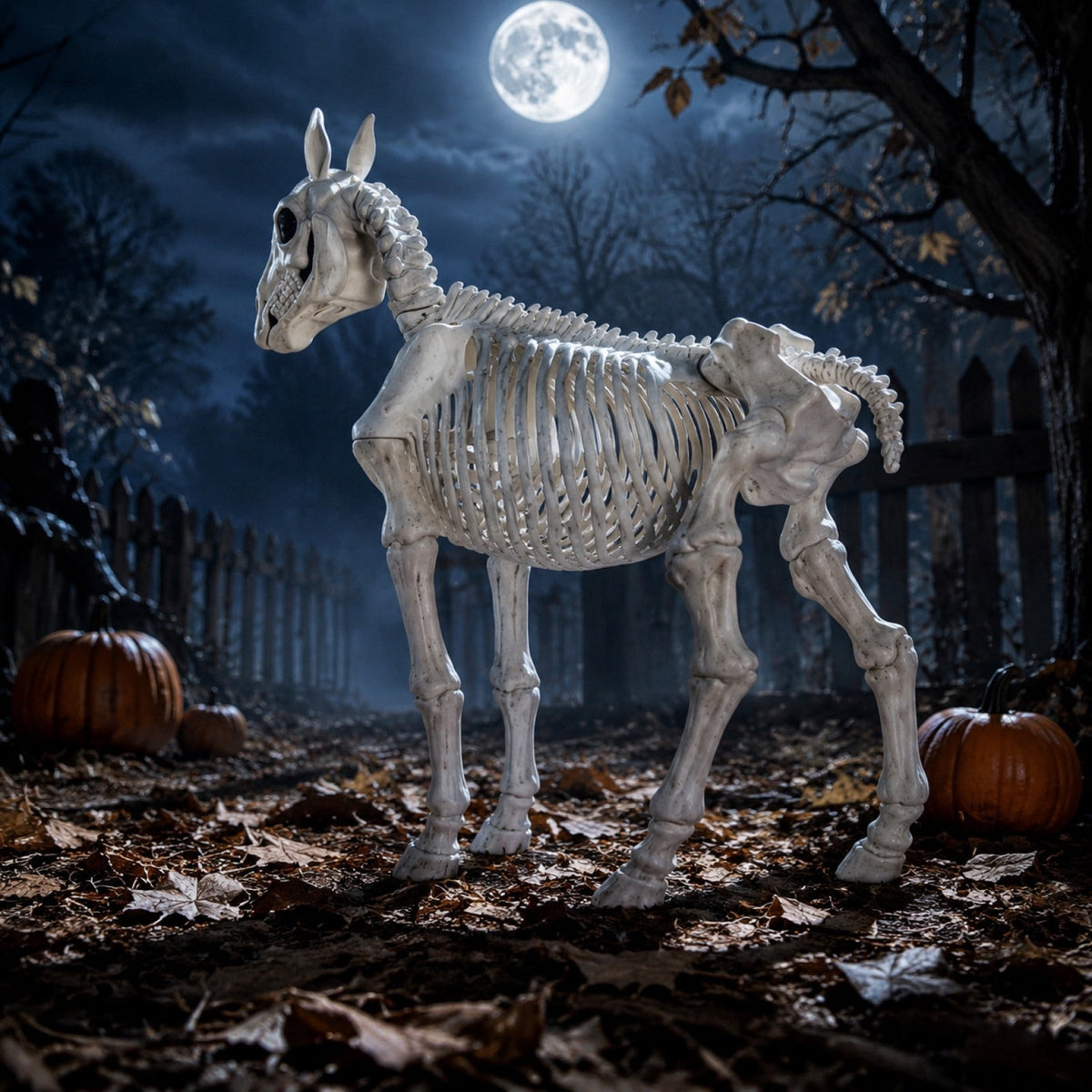 Halloween Skeleton Horse Frame Decorations Outdoor Life-Like Spooky Skull Decor Resin Figurine For Yard Garden Unique Desktop Ornament for Indoor Gothic Home Party Supplies Holiday Gift