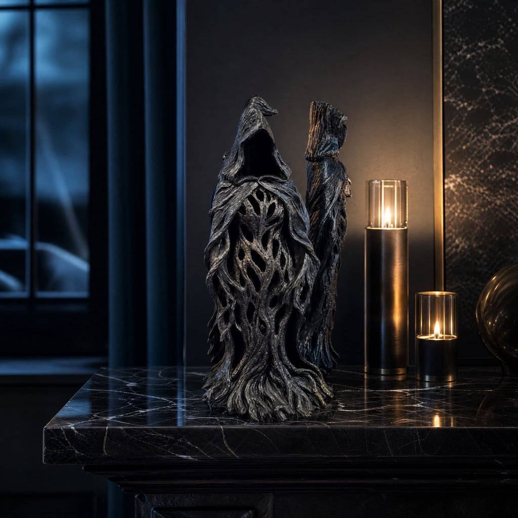 Halloween Gothic Witch Decor Mossy Tree Resin Tabletop Decor For Mantel Shelf Covered Porch Home Decorations Gift
