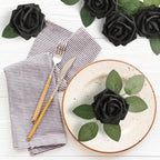 Mocoosy 50Pcs Black Roses Artificial Flowers, Fake Roses for Decorations Real Touch Foam Rose Bulk with Stem Gothic Wedding Bouquet DIY Floral Arrangements Bridal Shower Valentine's Party Table Decor