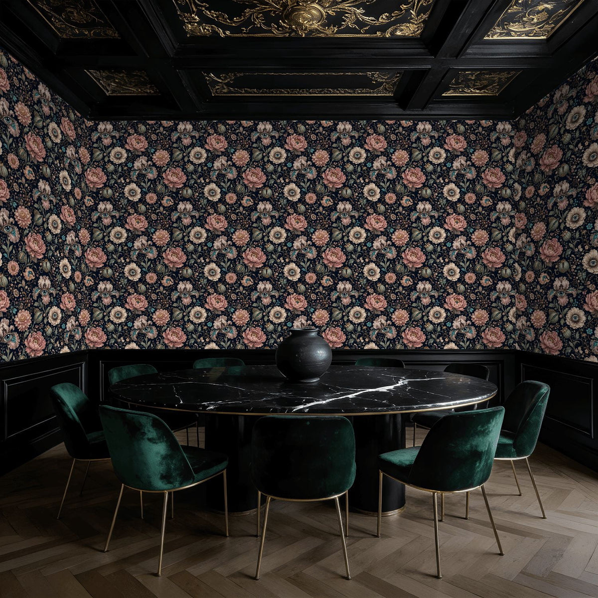 Gothic Peel and Stick Wallpaper Dark Romantic Vintage Halloween Haunted Forest Dark Academia Wall Mural 17.7in x 9.8ft Self Adhesive Removable Wall Paper Renter Friendly Wallpaper for Bedroom