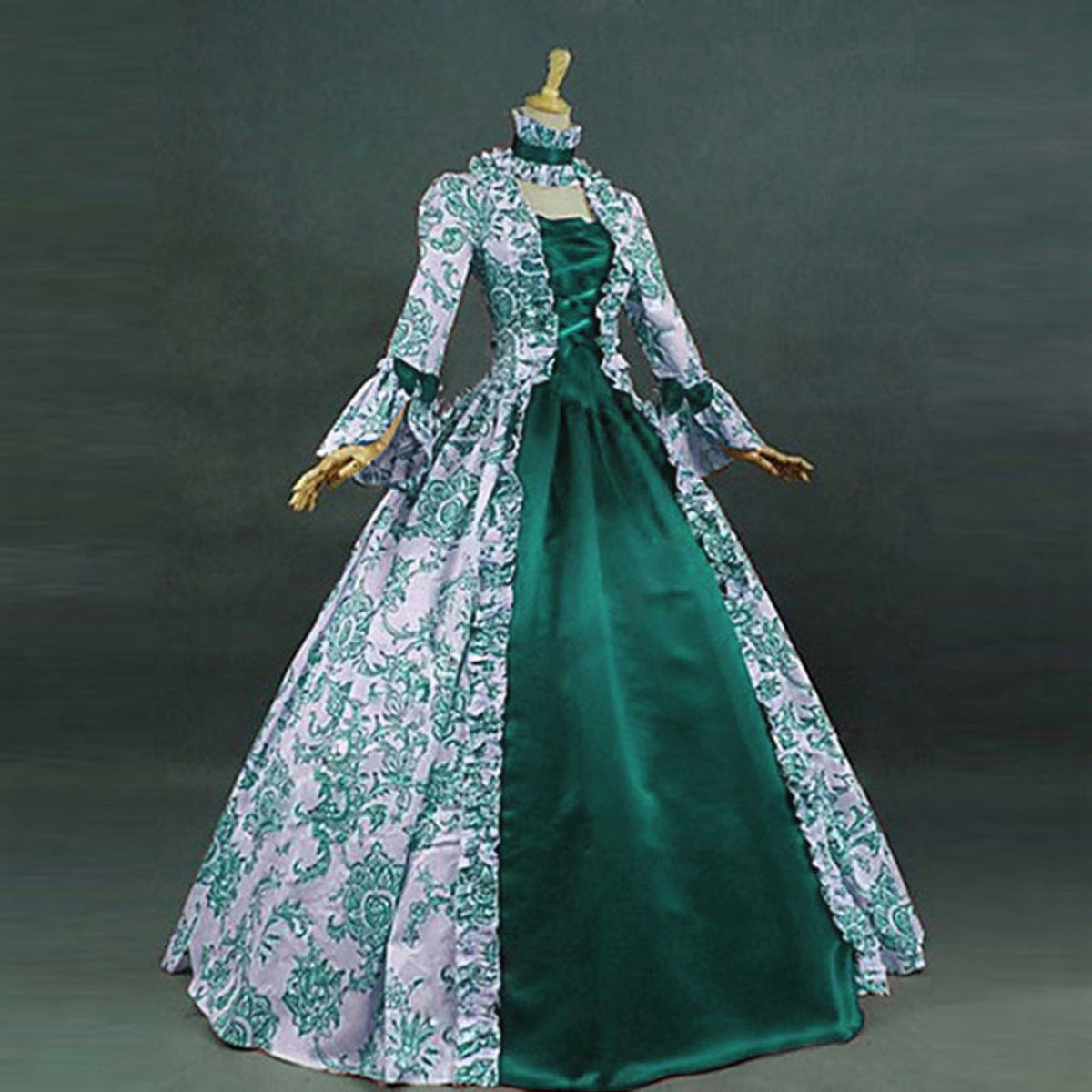 Luxalzxs Victorian Dress for Women 1800s Medieval Renaissance Dress Plus Size Vintage Court Flare Sleeve Corset Dress Cocktail Party Princess Ball Gown Halloween Gothic Elegant Queen Dress
