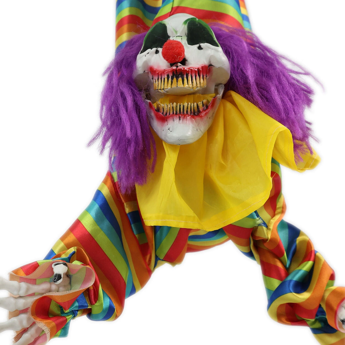 Haunted Hill Farm 47 in Animatronic Hanging Upside Down Clown with Lights and Sound, Halloween Decoration, HHCLOWN-39HLSA