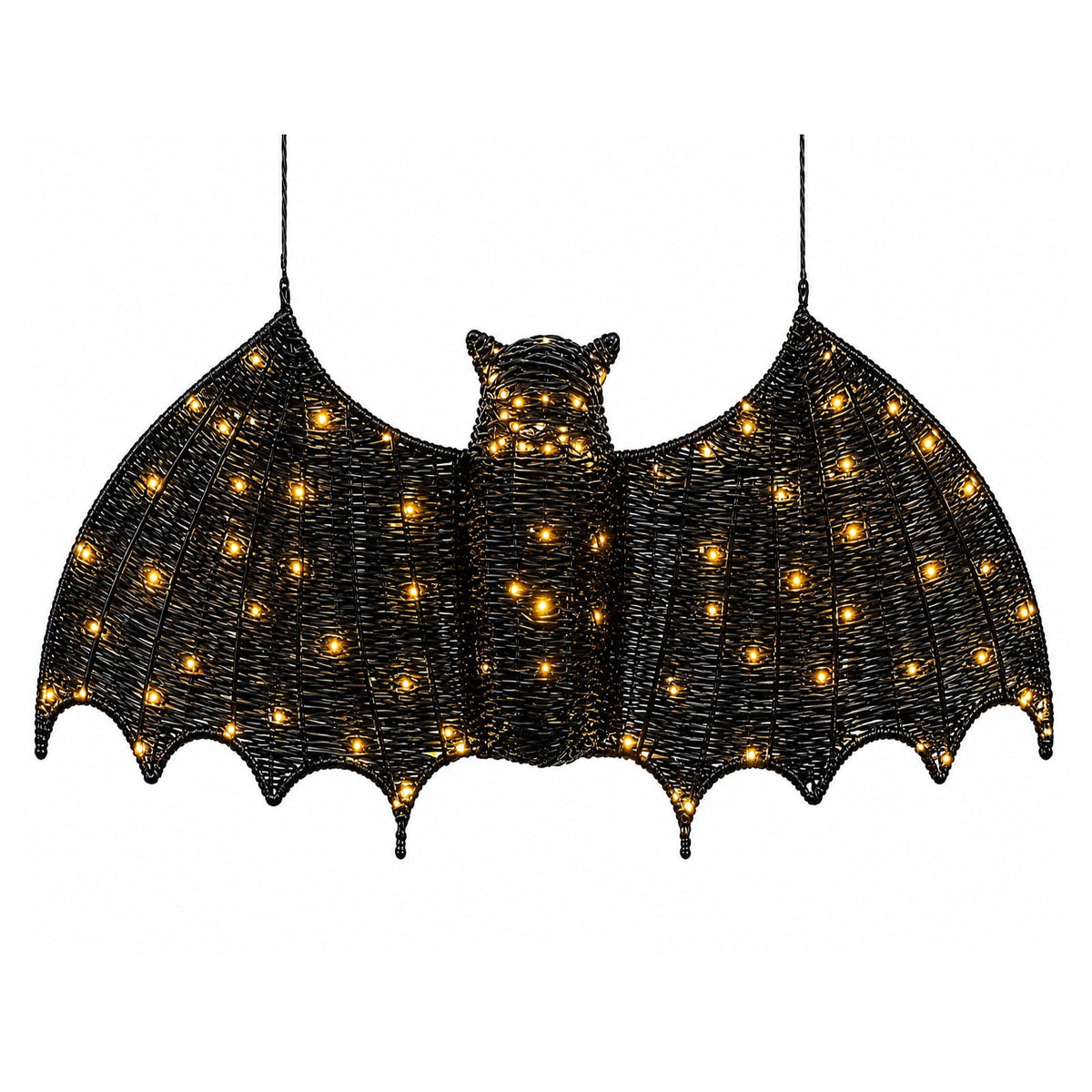 YiFudd Wicker Bats, Woven Bat Decor, Halloween Wall Decor Light Up Bat Wall Decoration for Indoor Outdoor, Black