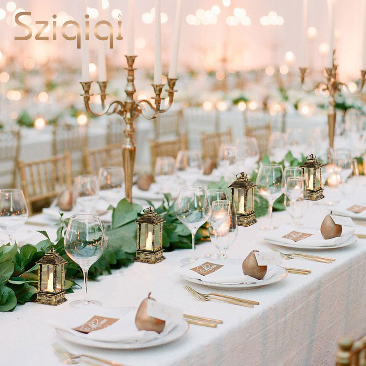 Sziqiqi Bronze Vintage Mini Hanging Lanterns: LED Candles Decorative Set of 24 for Halloween Christmas Wedding Party