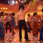 Alaiyaky 70s Disco Outfit Men Disco Costume Set Men with Shirt Flared Pants Accessories 1970s Fancy Dress for Adults Hippie Costume for Halloween Carnival Party