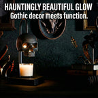Skull Candle Warmer Lamp with Timer and Dimmer *Candles NOT Included – Black Gothic Candle Lamp Warmer w/Adjustable Height, 2 Light Bulbs – Skull Decor, Goth Gothic Decor Spooky Home & Witchy Gifts