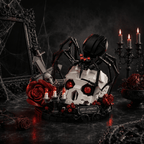 Gothic Skull Black Spider Building Block Sets with Rose, 858Pcs Dark Horror Art Decor Collectible, Halloween Gift for Teens Adults 14+