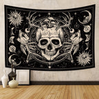 Gothic Skull Tapestries Goth Skeleton Horror Star Mystic Aesthetic Tapestry Wall Hanging for Bedroom Living Room Decor,79Wx60H