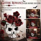 Gothic Cat & Skull Building Set, Dark Aesthetic Black Cat and Rose Display Model, Gothic Art Home Decor, Decorative Building Kit, Halloween Display Piece, 1542 PCS