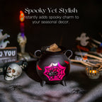 Sziqiqi Gothic Cauldron Wax Warmer: Halloween Electric Wax Melter with 2 Bulbs Spider Web Design Removable Dish for Scented Wax Spooky Home Decor Gift